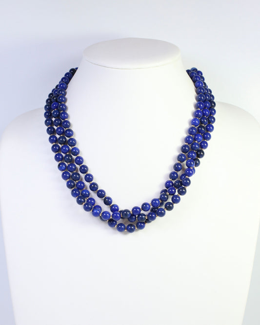Brinley Beaded Layered Necklace Navy