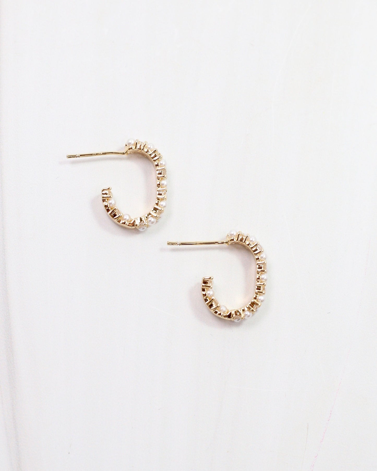 Emory Pearl and CZ Hoop Earring Gold