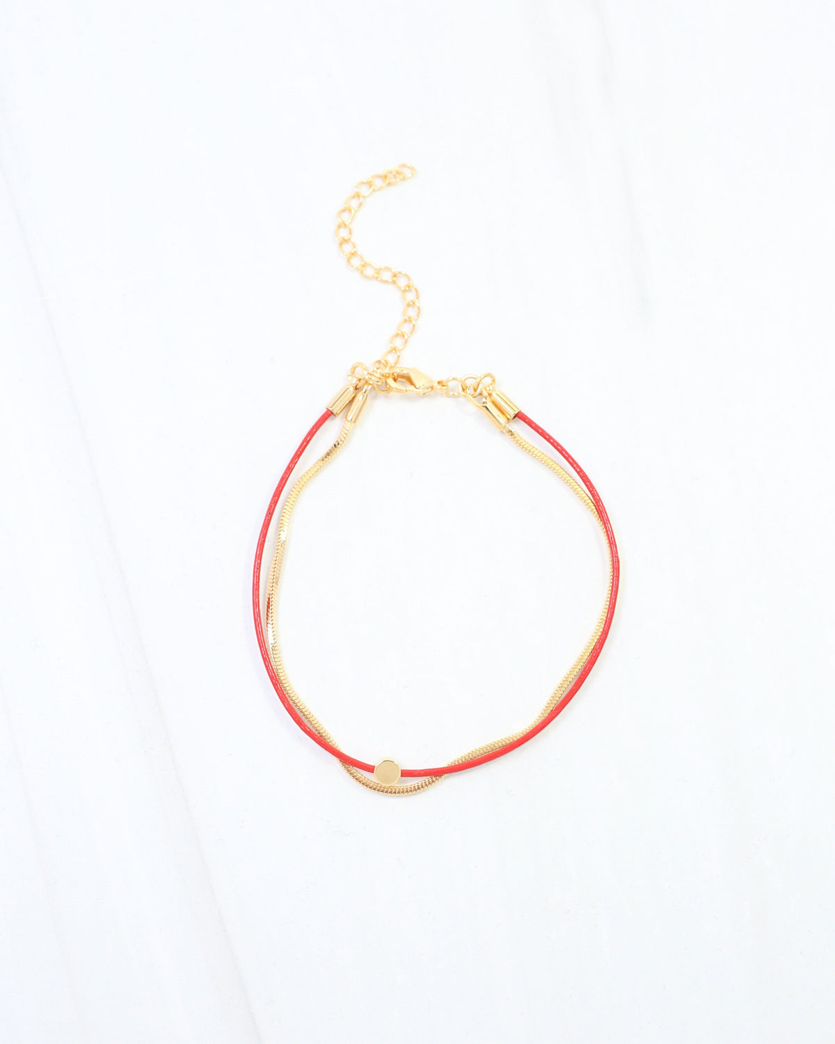 Paula Cord and Chain Bracelet Red