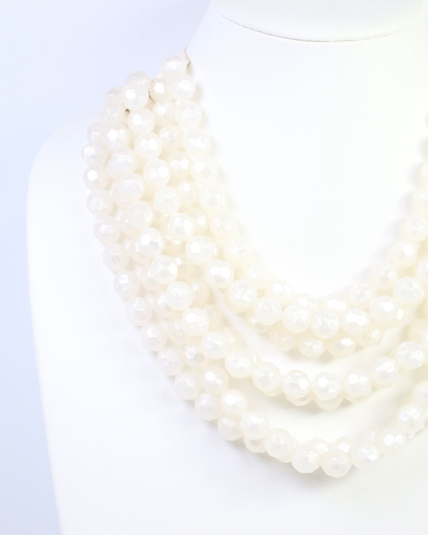 Cadence Multi Layered Beaded Necklace White