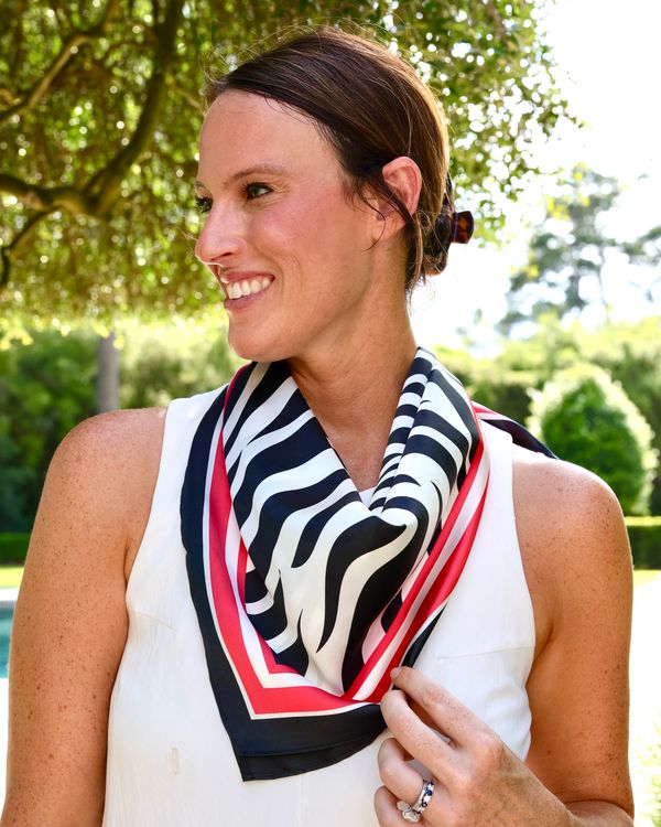 Harper Striped Scarf Medium Red Black
