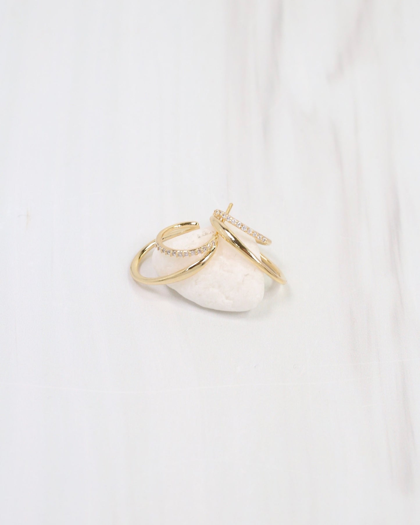 Chadron Double CZ Hoop Earring WR Gold