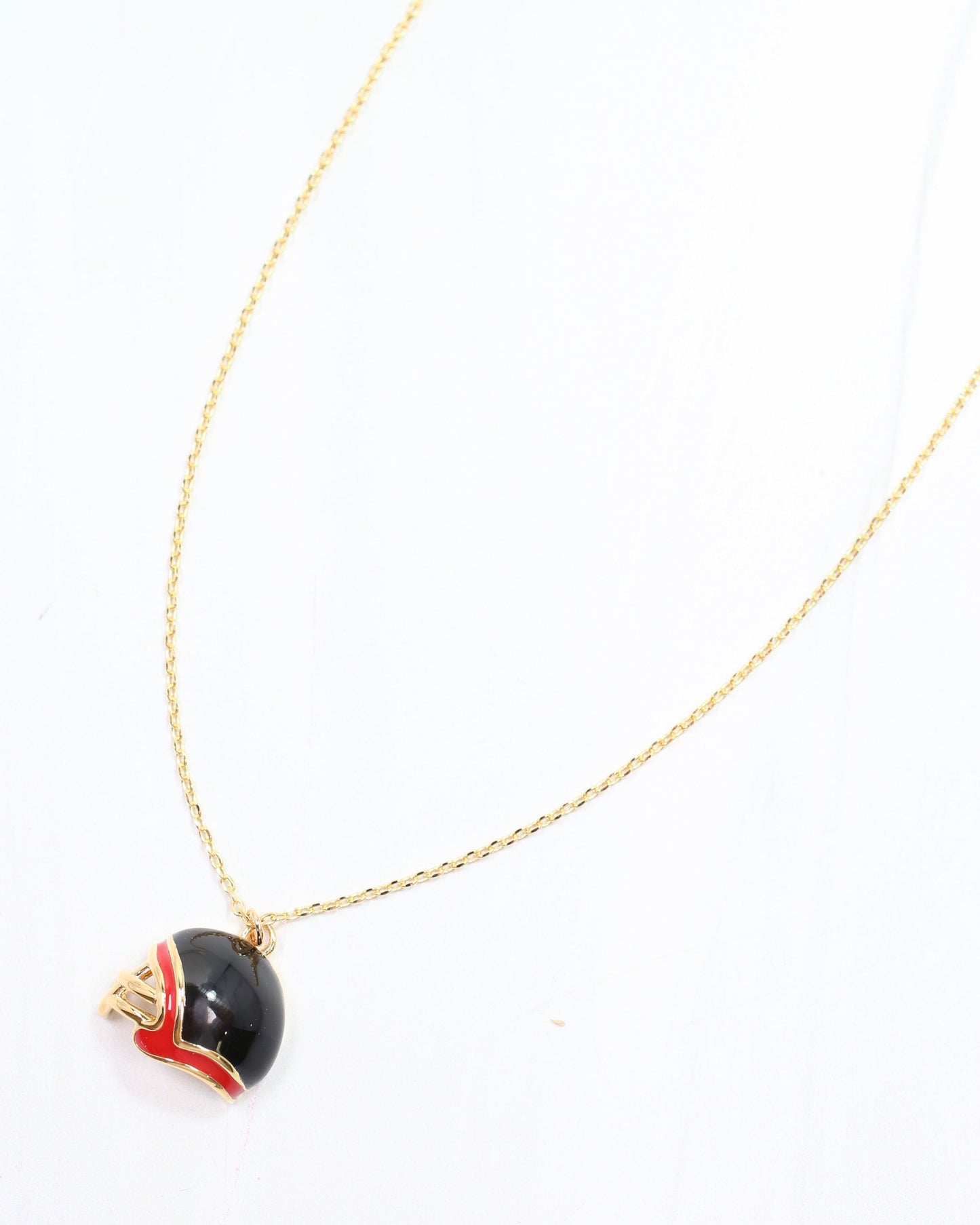 Enamel Helmet Necklace Red Black