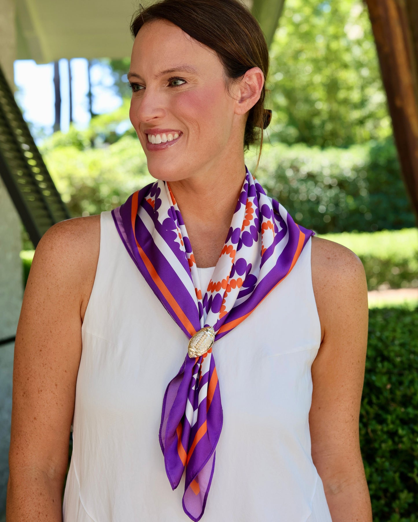 Lucy Floral Scarf Medium Purple Orange