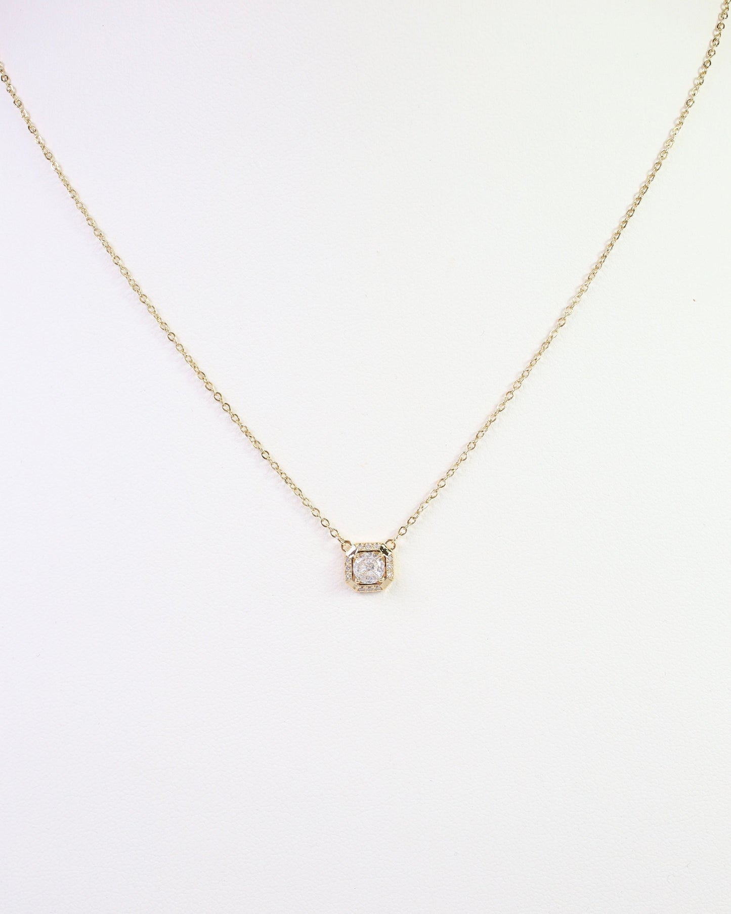 Alliance Square CZ Pendant Necklace WR Gold