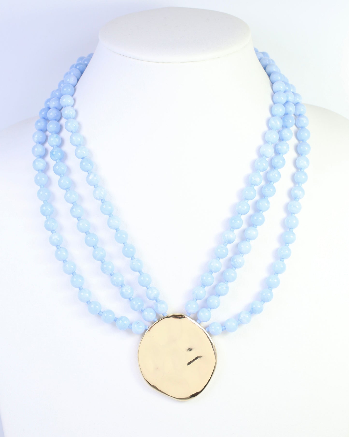 Kori Beaded Layered Necklace with Pendant Blue