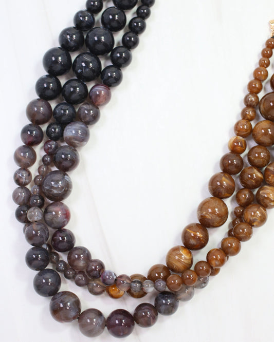 Alexander Beaded Necklace Brown Multi