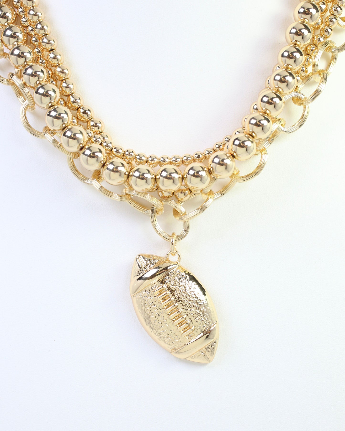 Bree Beaded Layered Necklace Football Gold