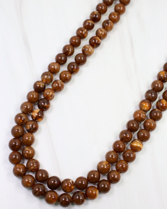 Lithgow Marble Beaded Layered Necklace Brown