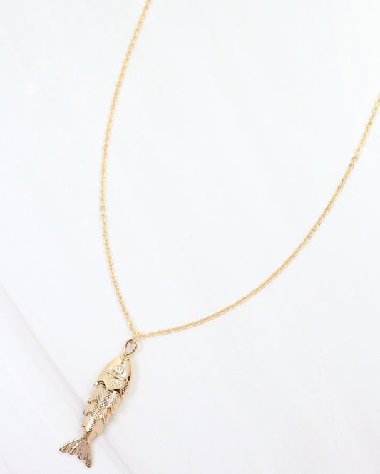 Genoa Fish Pendant Necklace WR Gold