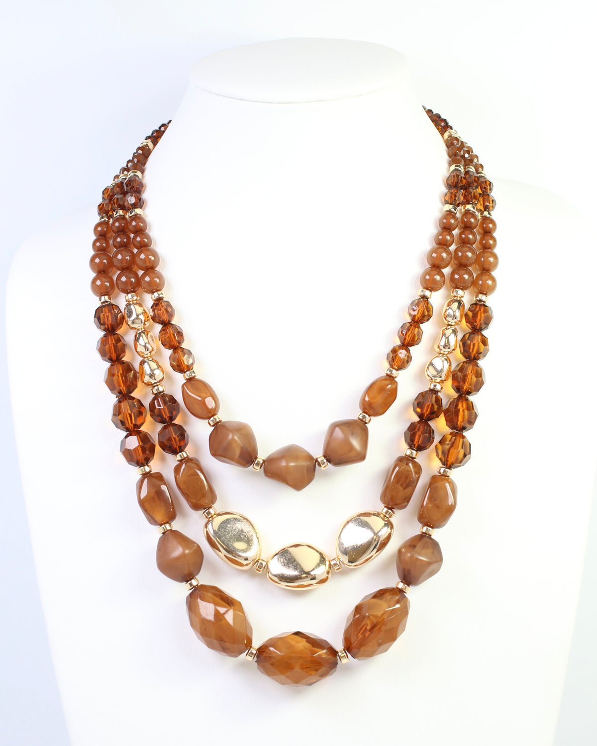 Adalee Beaded Necklace Brown