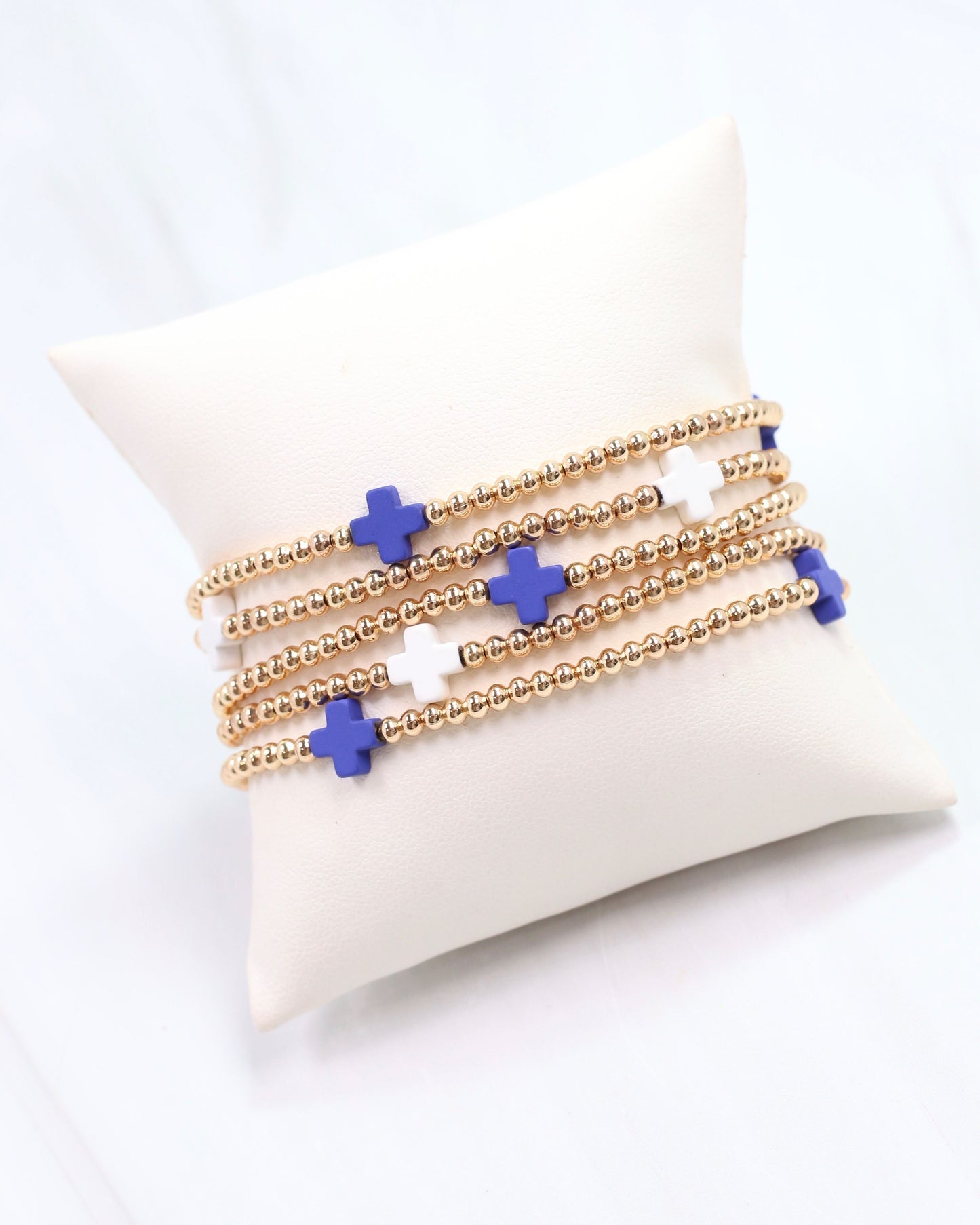 Brittany Cross Bracelet Set Blue White
