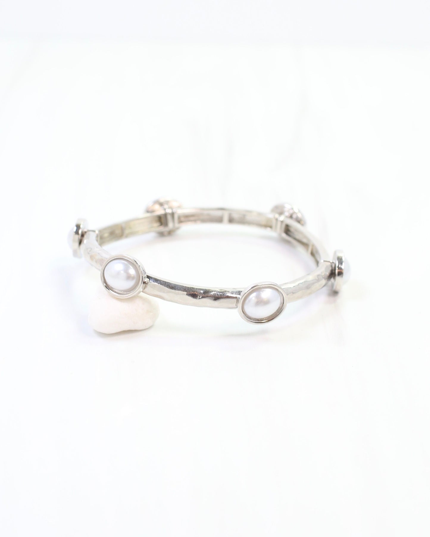Piers Stretch Bracelet with Pearls Silver Pearl