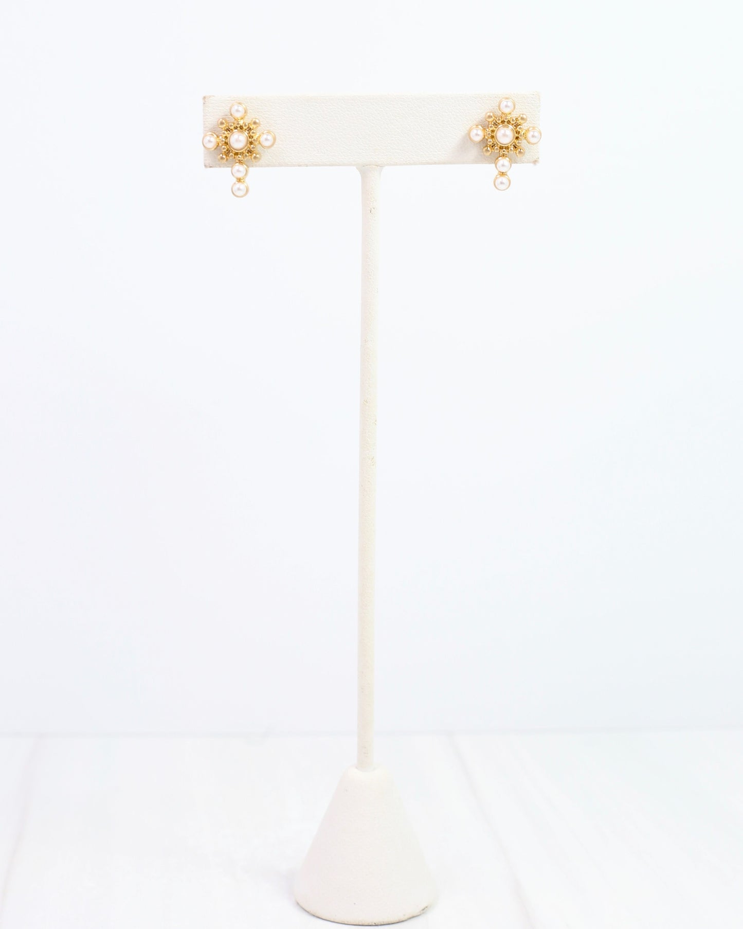 Kallie Cross Stud Earring Worn Gold