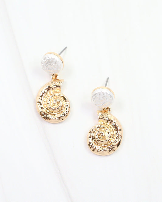 Havre Hammered Shell Drop Earring Gold