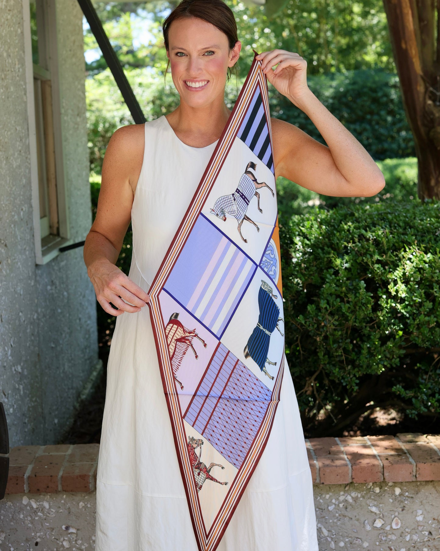 Regal Horse Print Scarf Lavender