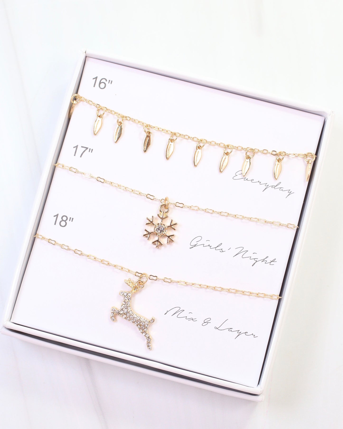 Reindeer Sparkle Necklace Set Gold