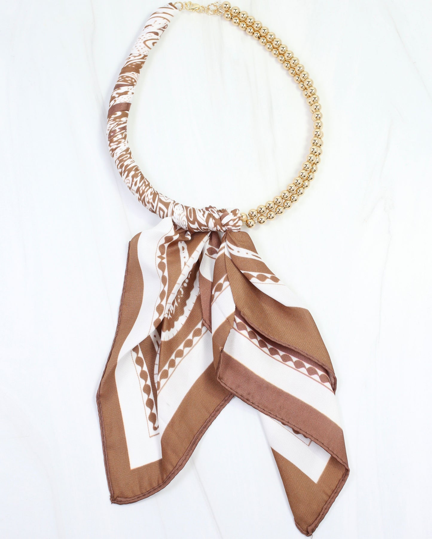 Laya Beaded Scarf Collar Necklace Chocolate