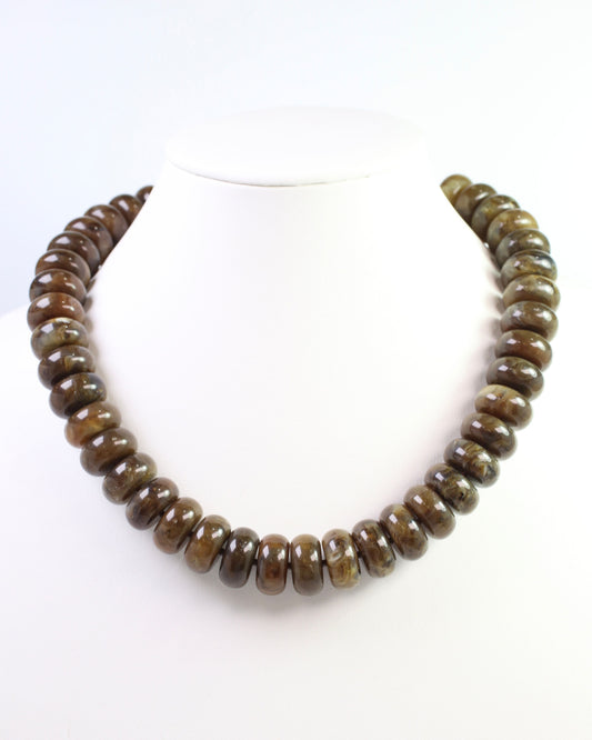 Pipestone Marble Beaded Necklace Brown