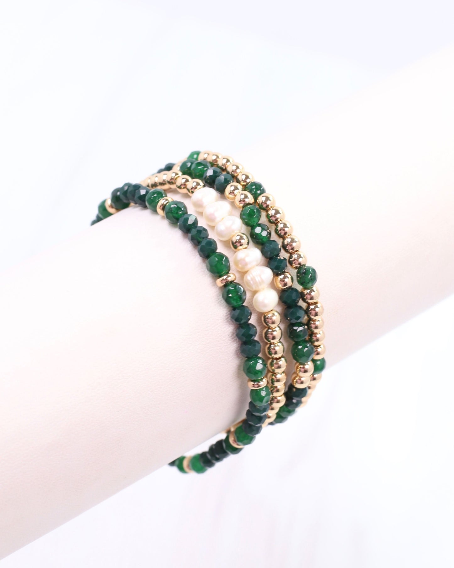 Quincy Beaded Bracelet Set Green