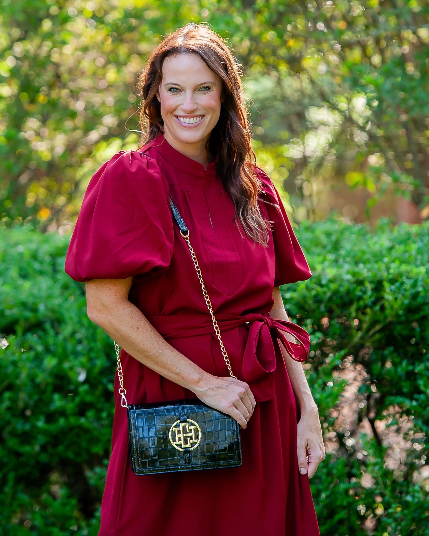 Cecilia Circle Logo Handbag Black Patent EC