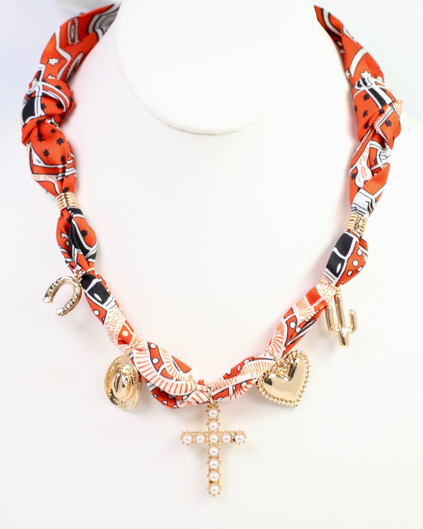 El Monte Western Charm Scarf Necklace Orange