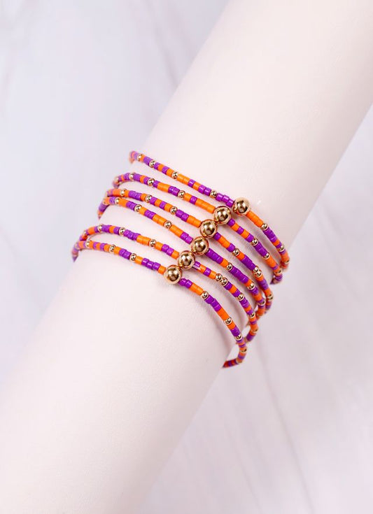 Seamus Beaded Bracelet Set ORANGE PURPLE