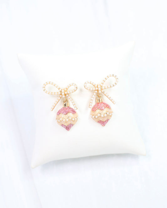 Festive Ornament Drop Earring Pink