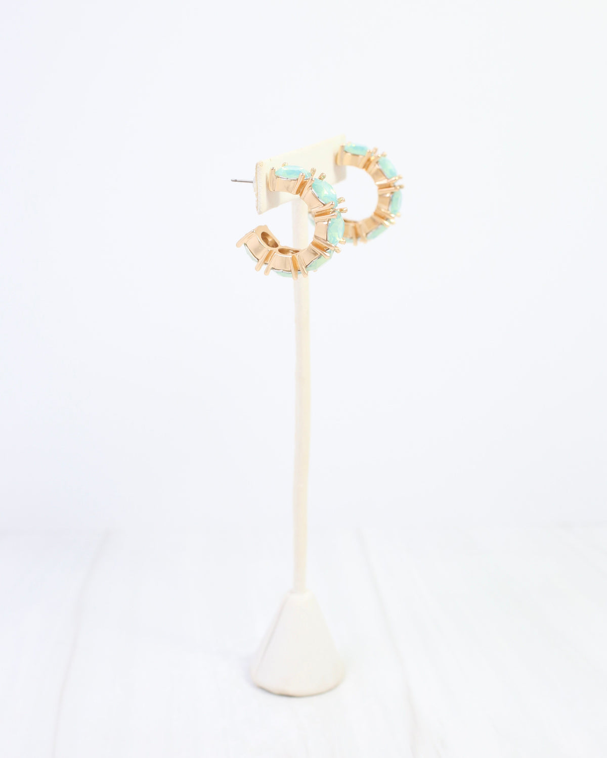Roxanne Rhinestone Hoop Earring Mint Opal