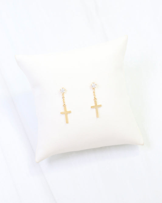 Lyric Cross Dangle Earring WR Gold