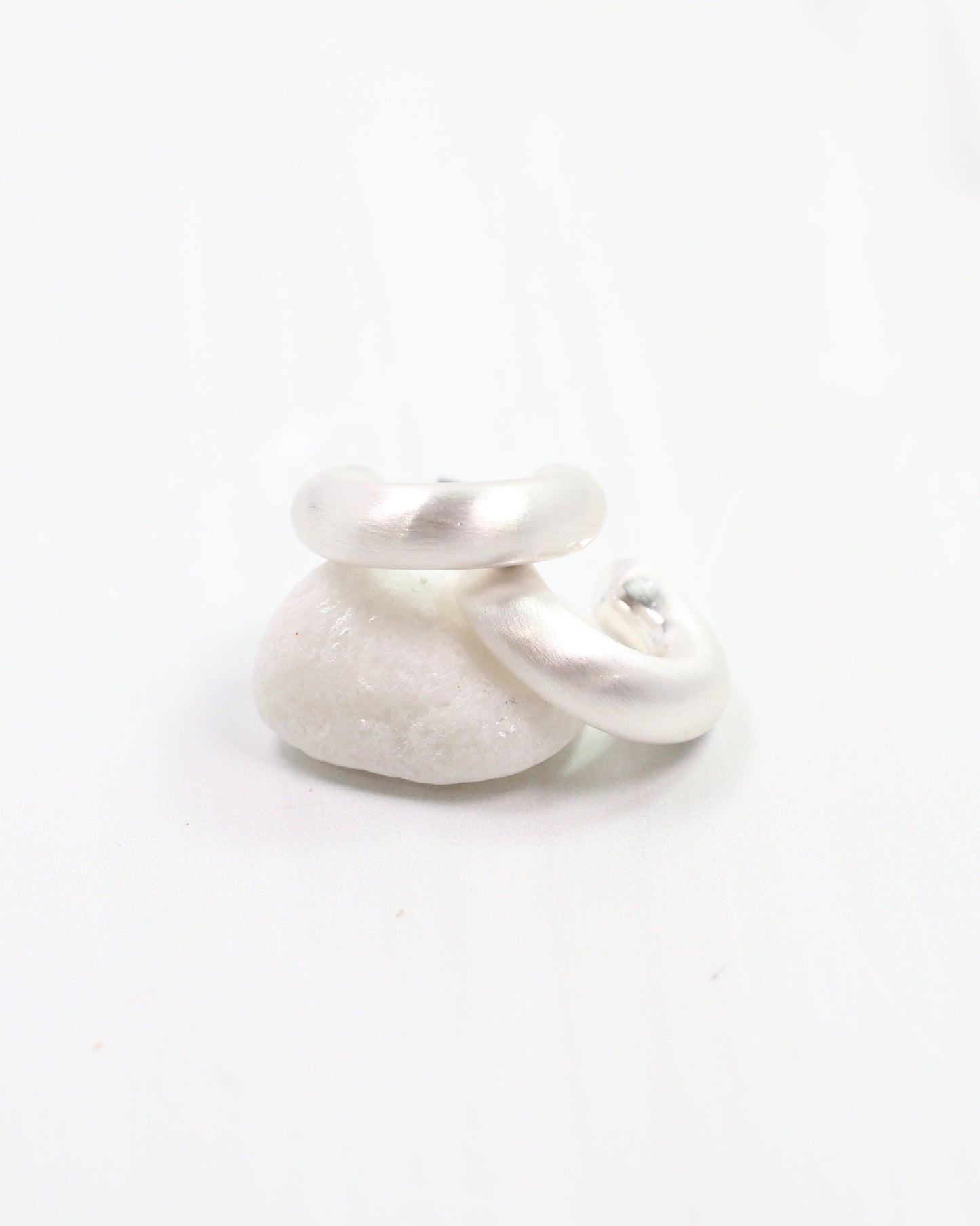 Biance Hoop Earring Worn Silver