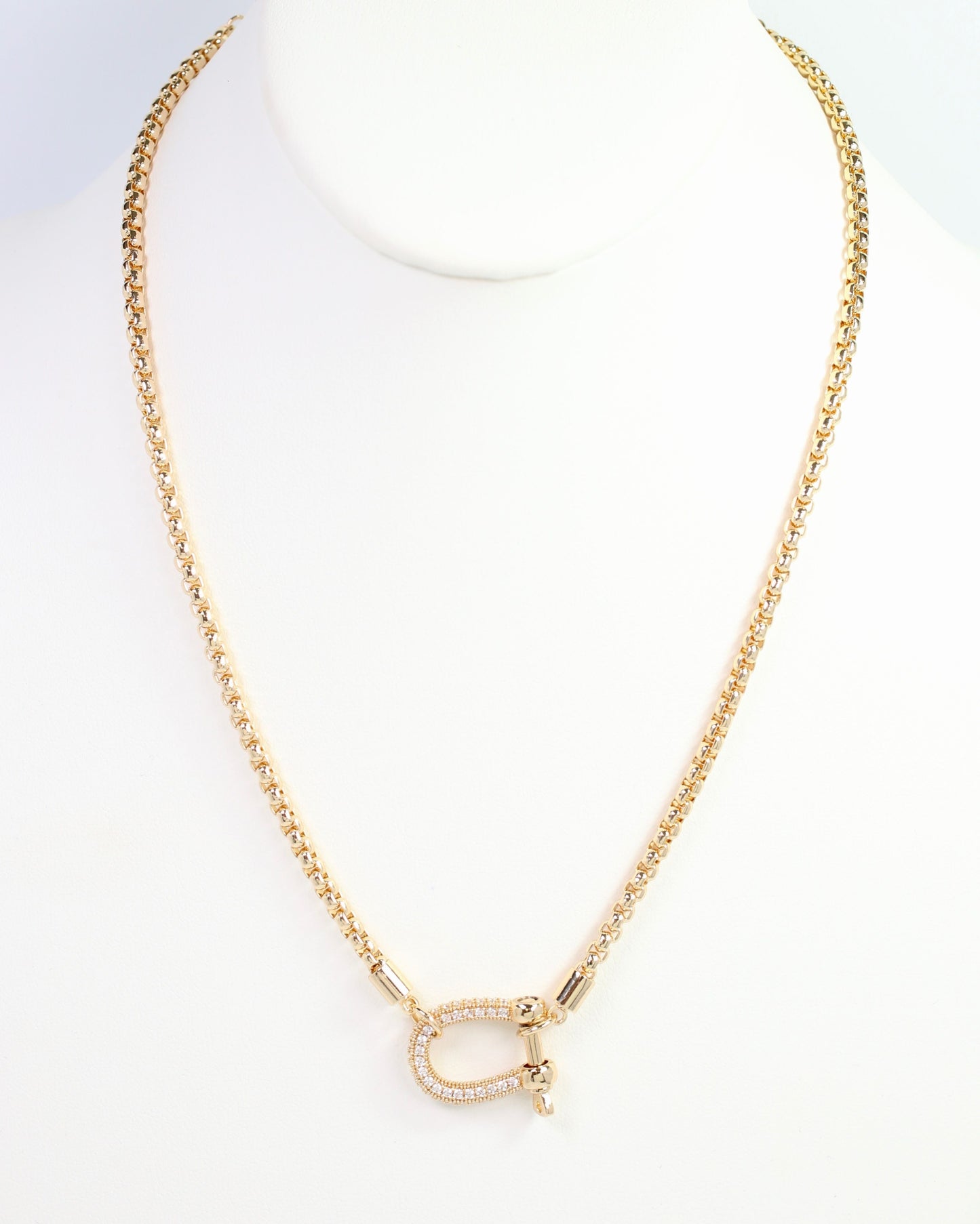 Amana Horsebit CZ Pave Necklace Gold