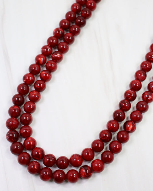 Lithgow Marble Beaded Layered Necklace Wine