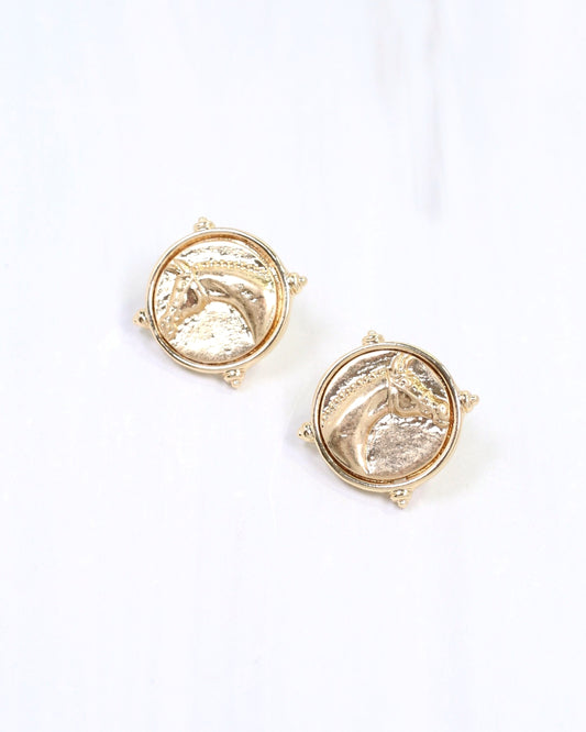 Millicent Horse Coin Earring Gold