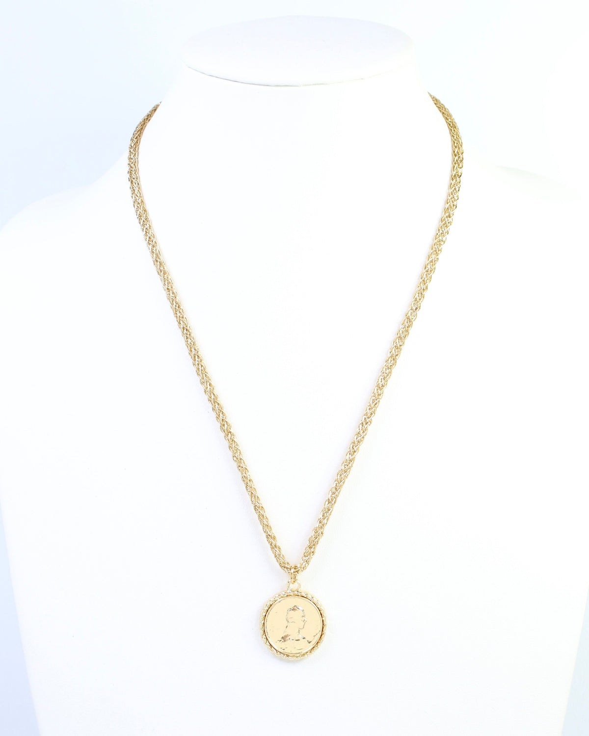Cameron Cord Necklace Coin Gold