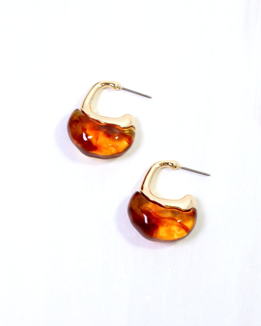 Colac Embellished Hoop Earring Tortoise
