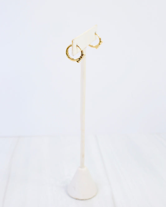 Las Cruces CZ Cross Huggie Earring WR Gold