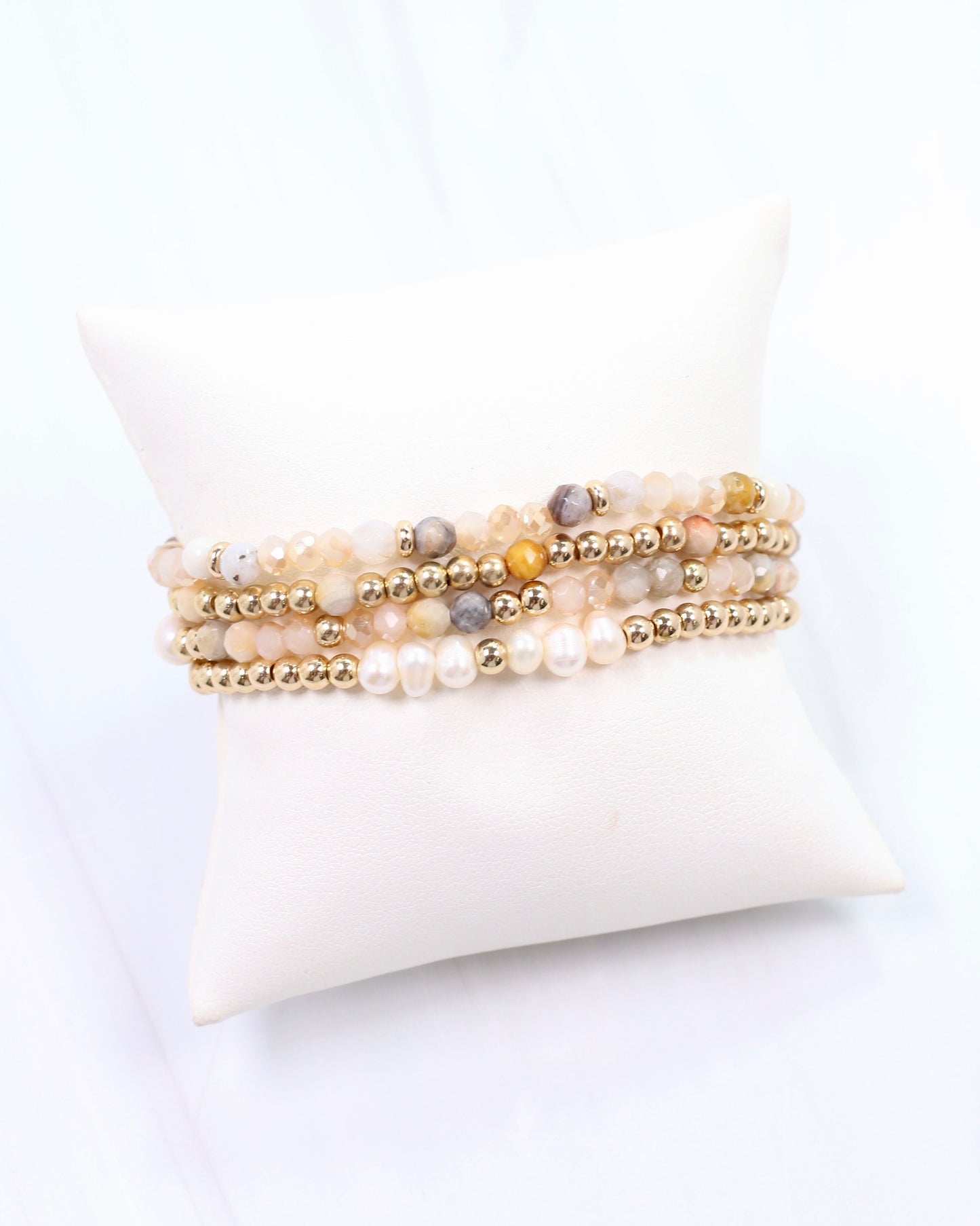 Quincy Beaded Bracelet Set Ivory