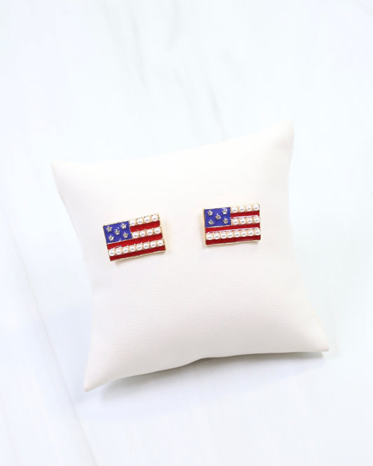 Tribute Flag Stud Earring Red Blue