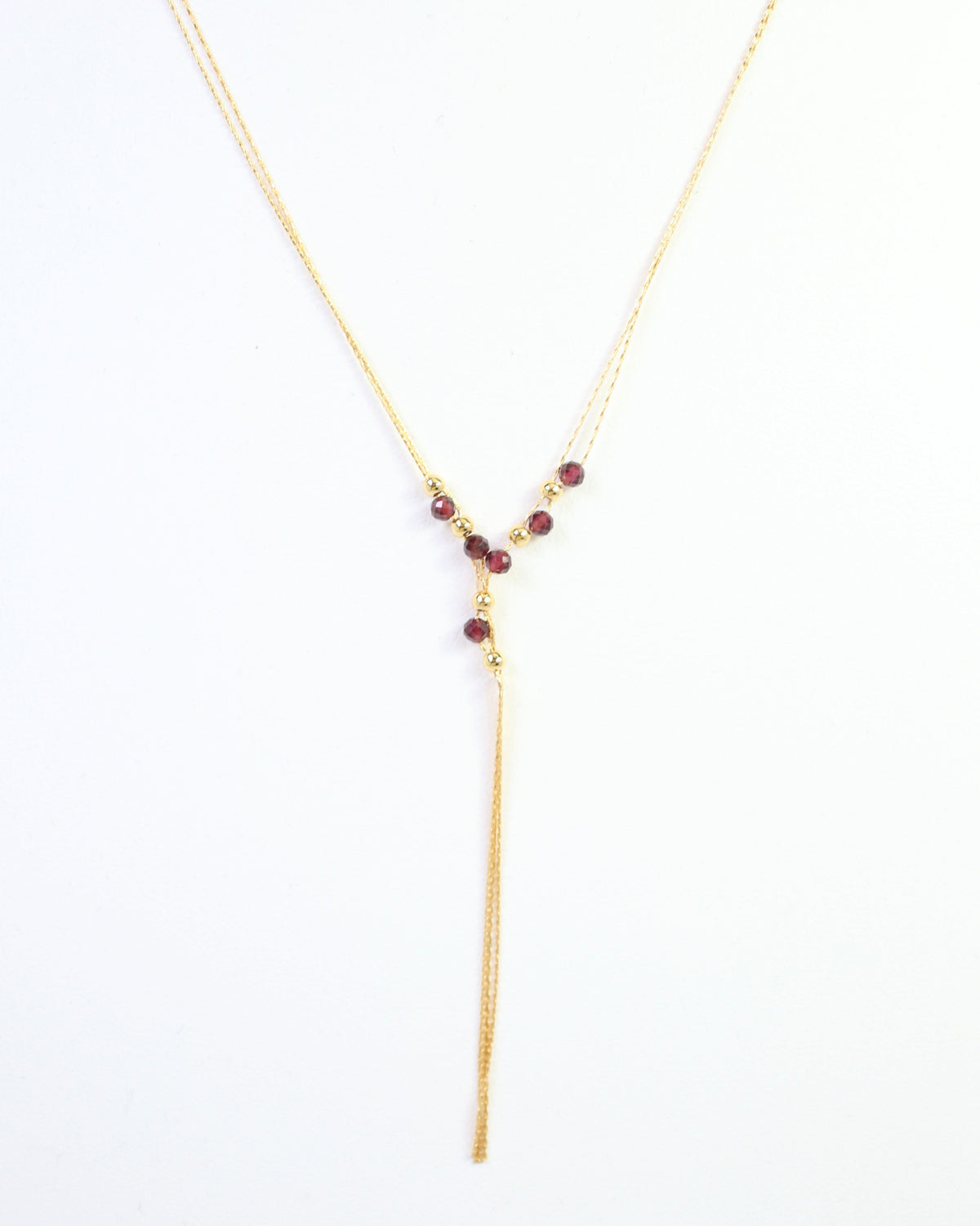 Merida Beaded Tassel Necklace Garnet