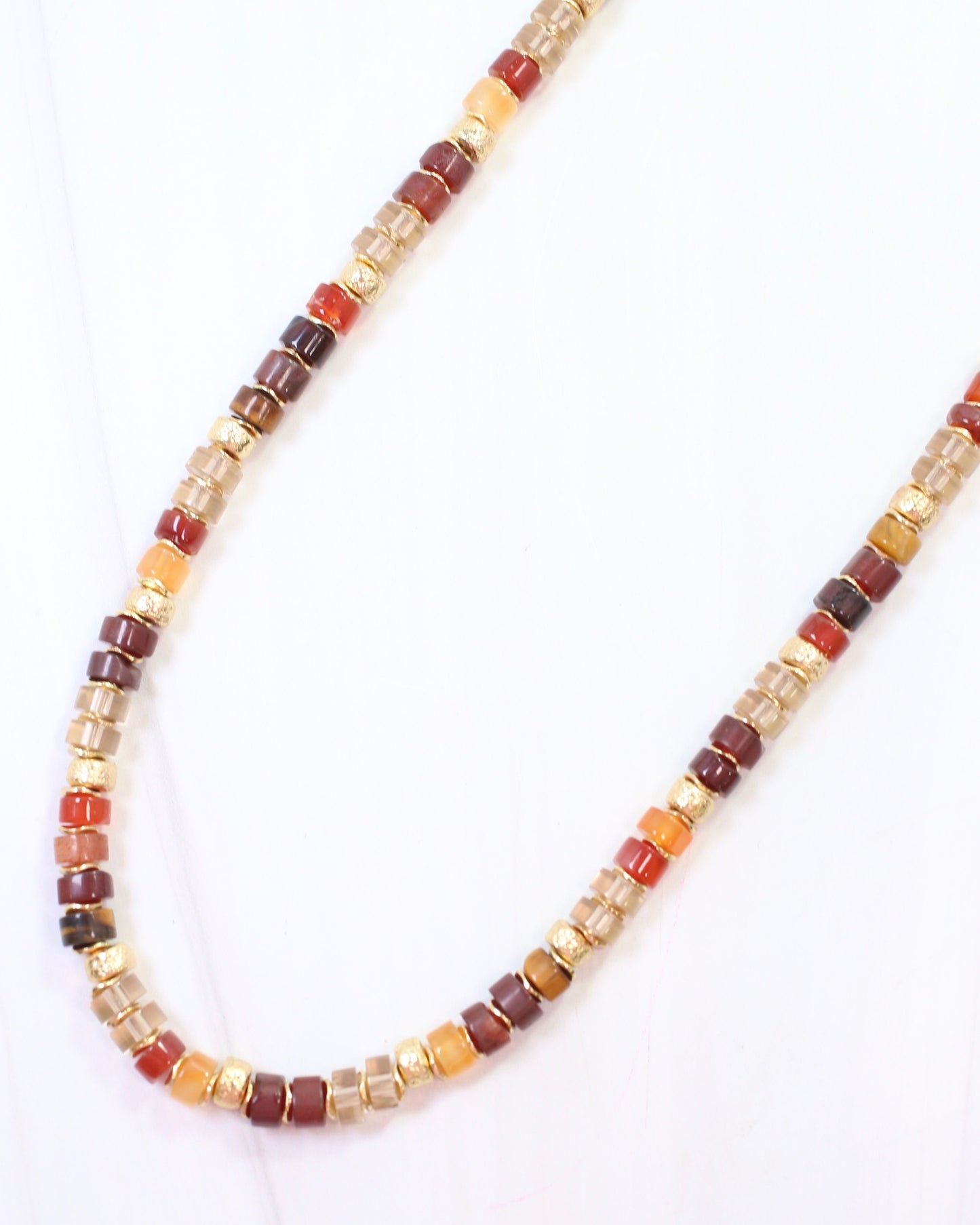 Juneau Glass Beaded Necklace With Gold Accents Topaz