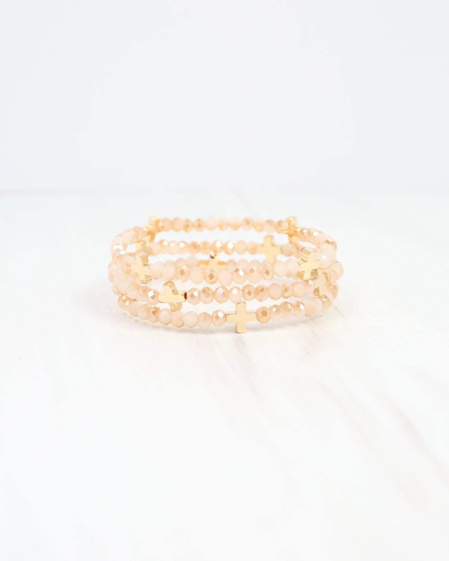 Riversprings Cross Beaded Bracelet Set Champagne