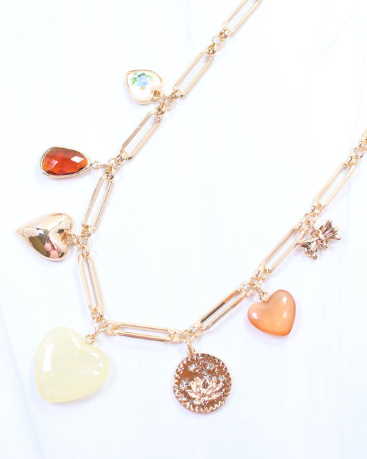 Harrogate Heart Charm Necklace Gold