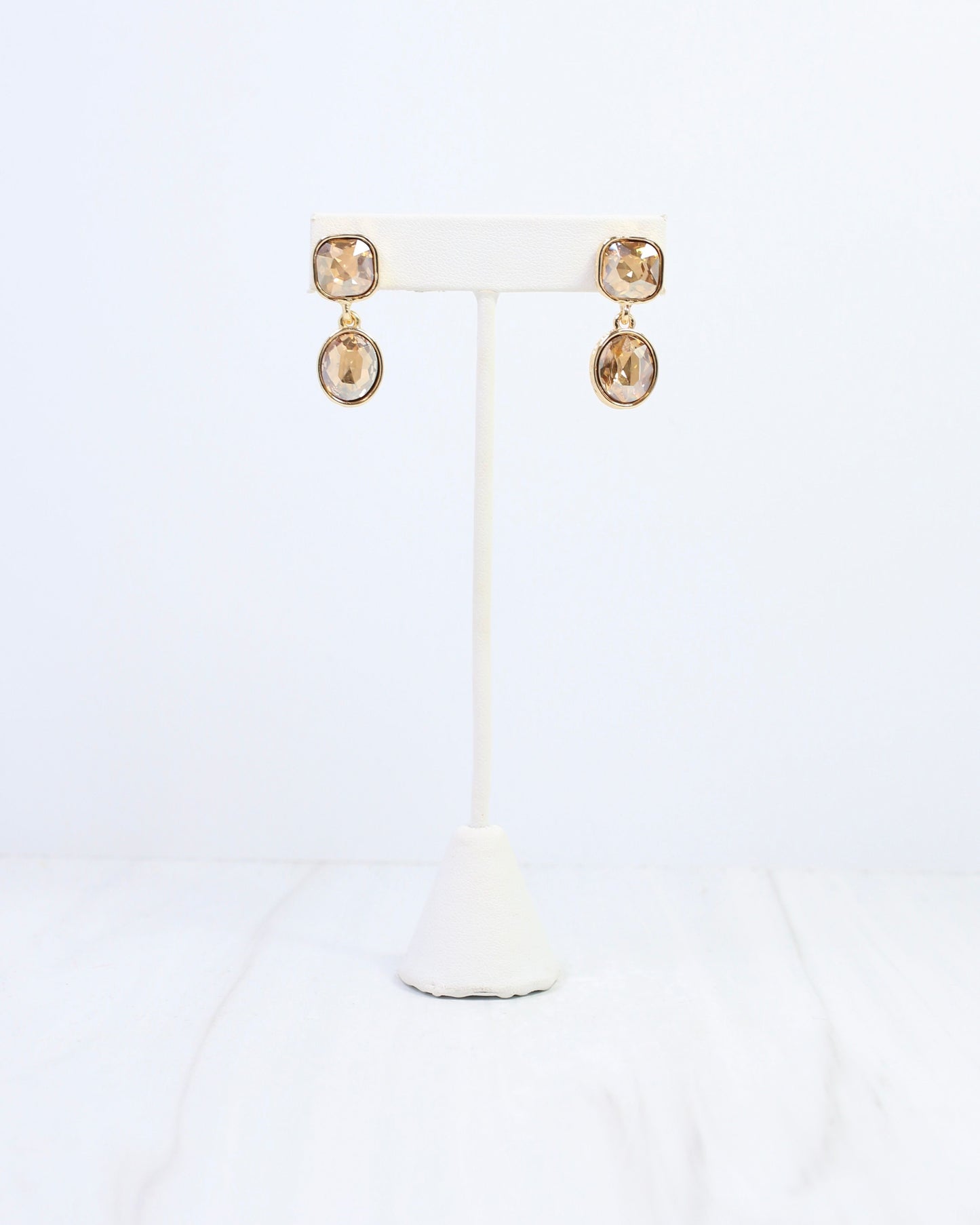 Elena Hammered Crystal Drop Earring Champagne