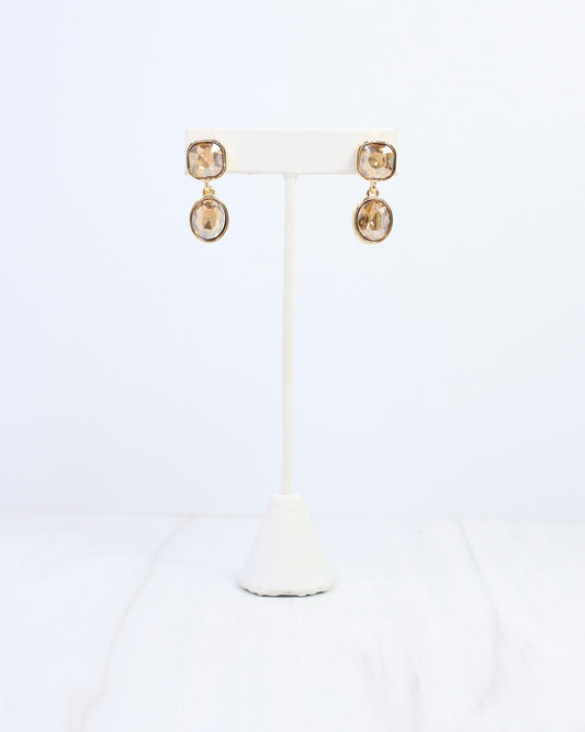 Elena Hammered Crystal Drop Earring Champagne