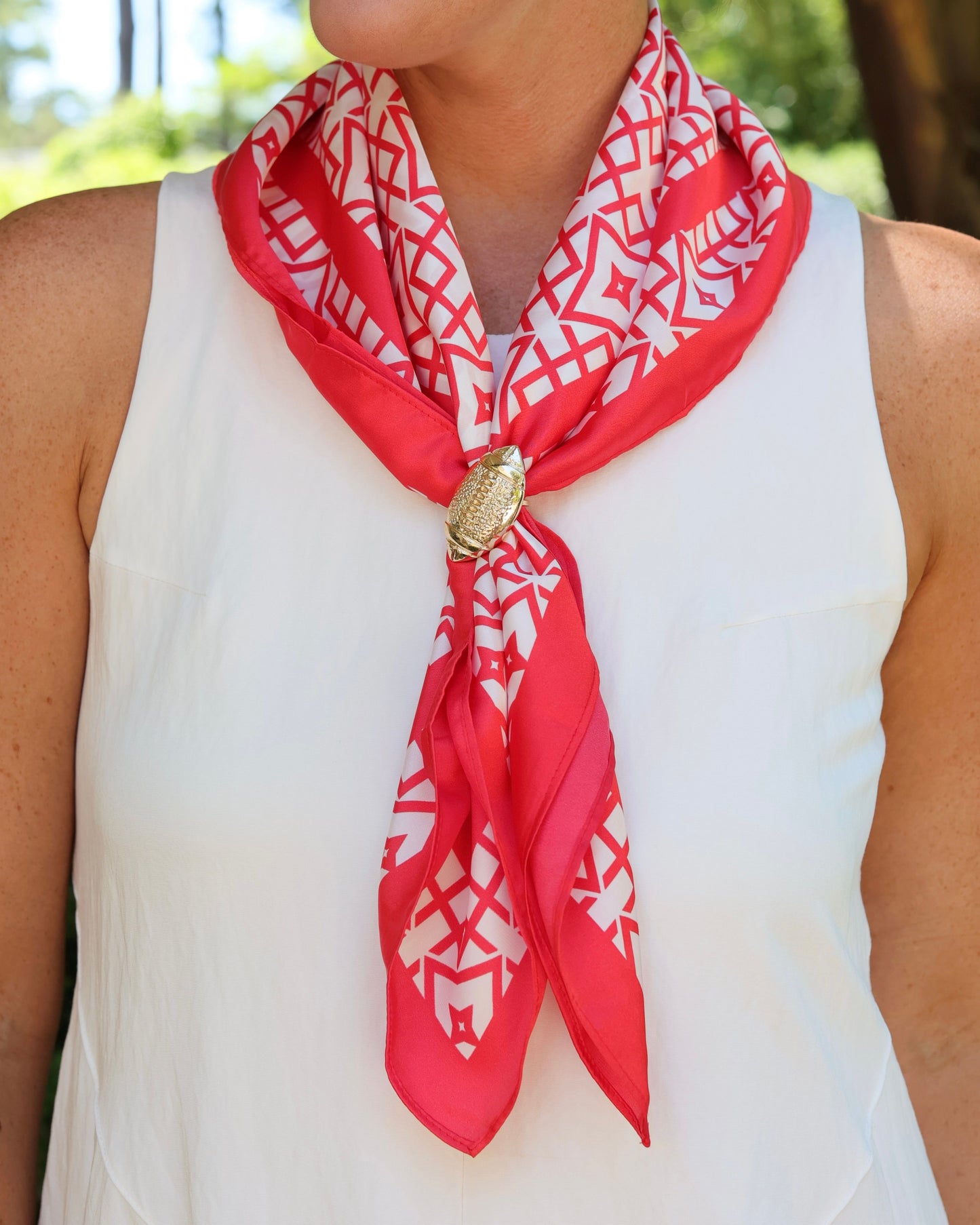 Langston Geometric Scarf Medium Red White