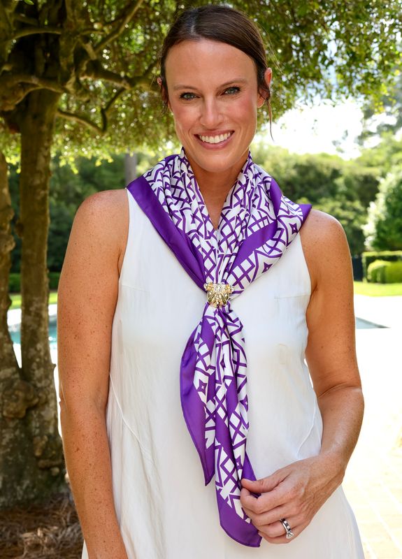 Langston Geometric Scarf Large Purple White