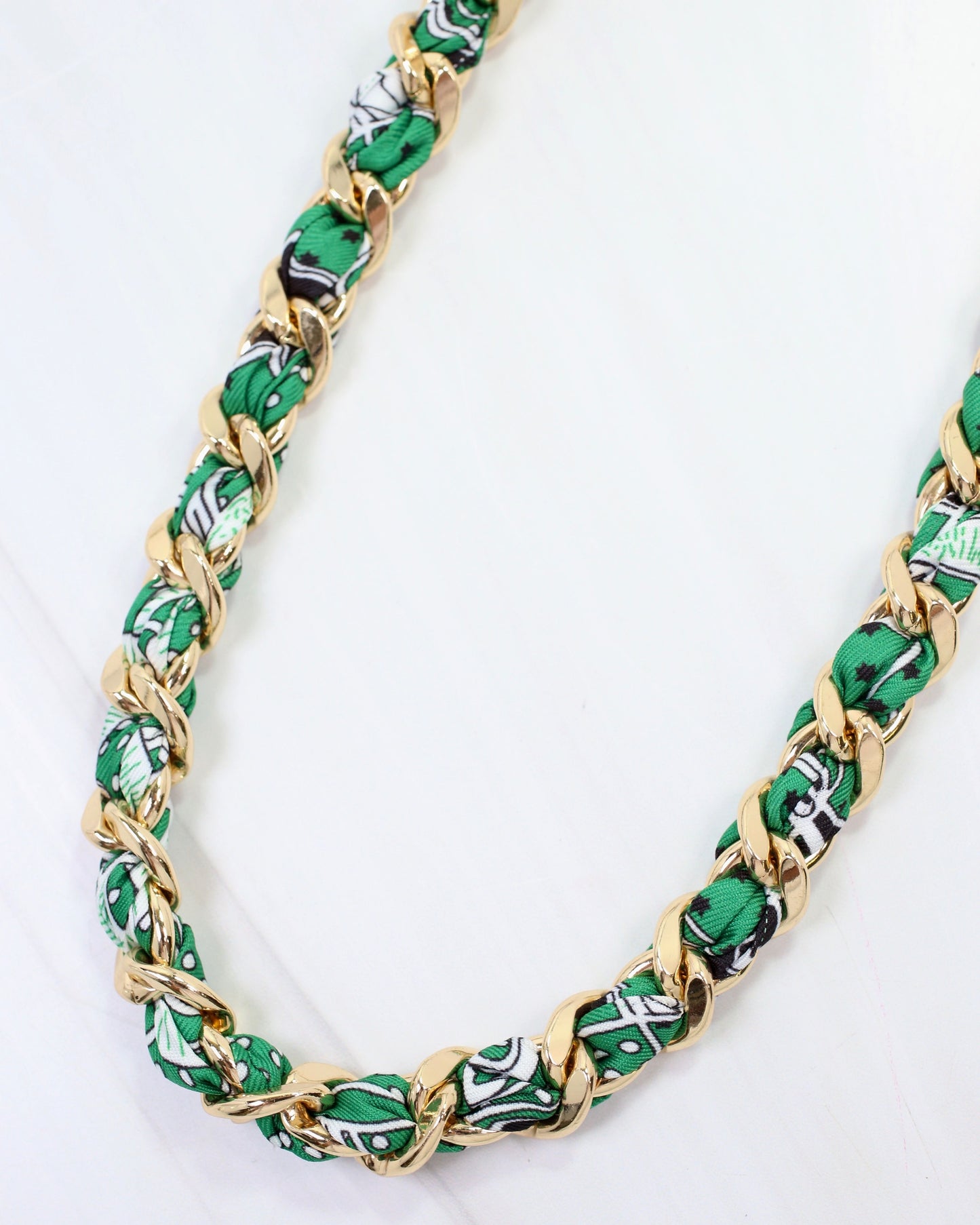 Corydon Braided Chain Scarf Necklace Green
