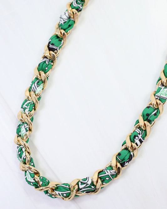 Corydon Braided Chain Scarf Necklace Green