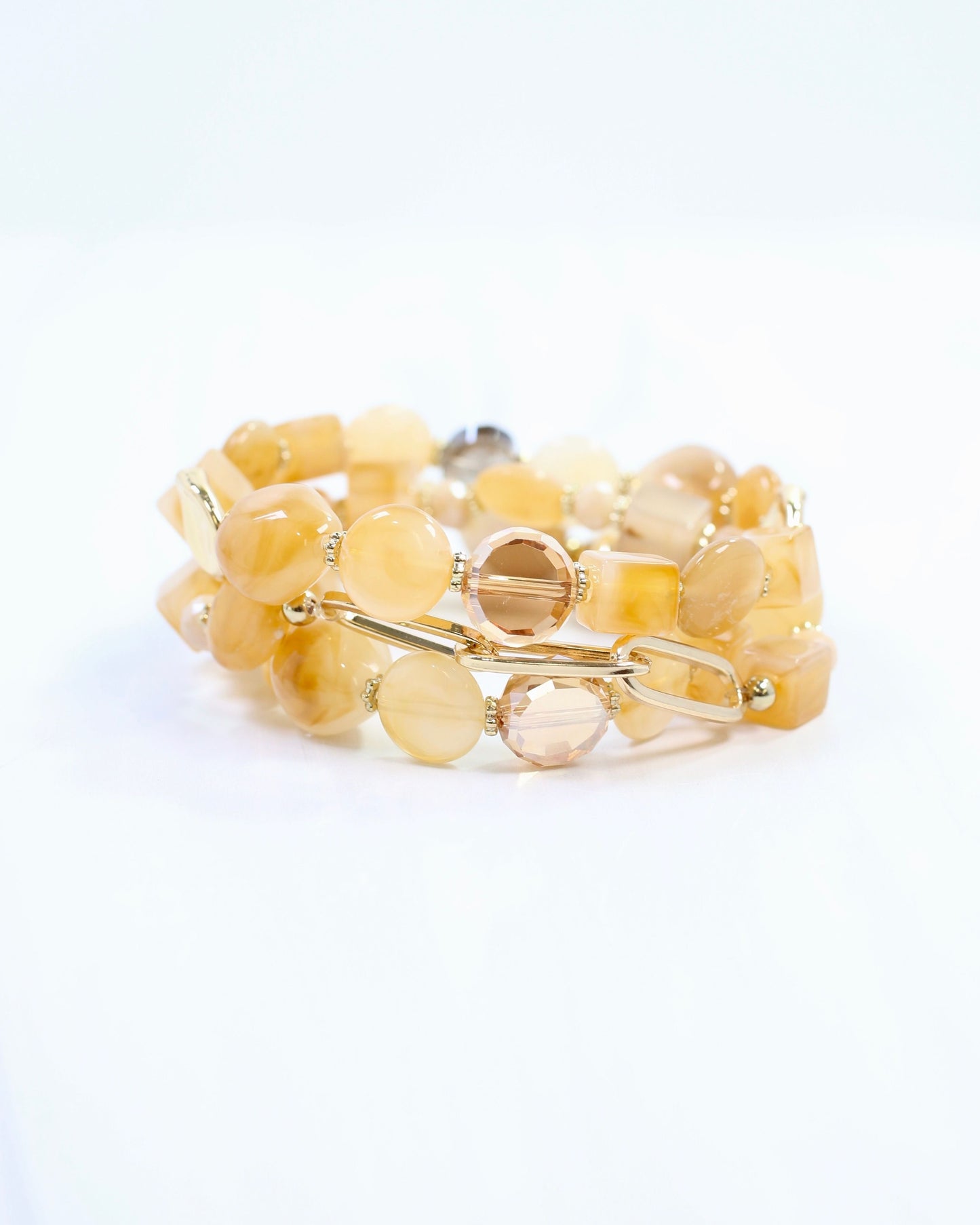 Clanton Beaded and Link Bracelet Set Natural